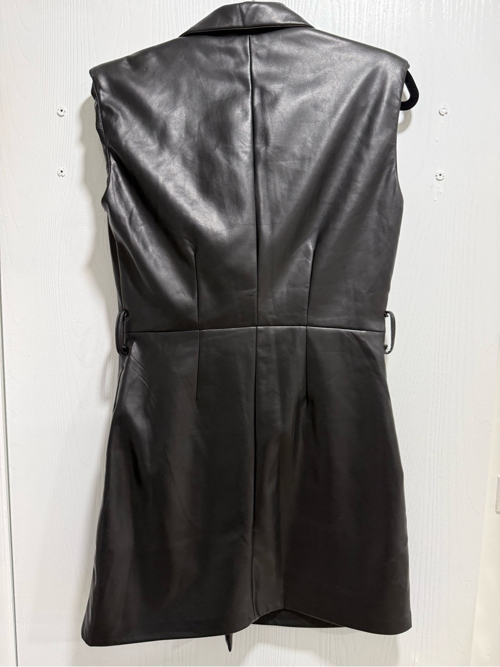 Dex Black Sleeveless Faux-Leather Zip Dress Coat - Picture 2 of 5